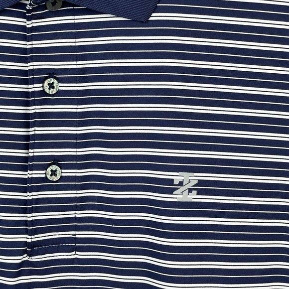 IZOD GOLF Blue/White Striped Short Sleeve Polo Shirt Size XL - Picture 4 of 8
